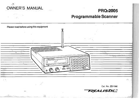 Service Manual Realistic Pro2005 Scanner