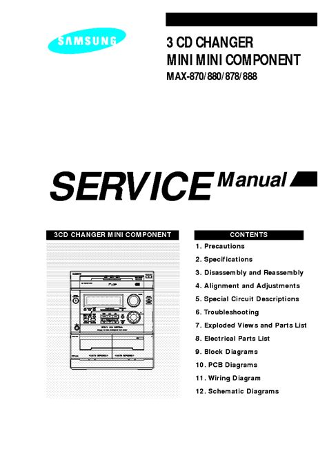 Service Manual Samsung Max 870 880 878 888 3 Cd Changer Mini Component