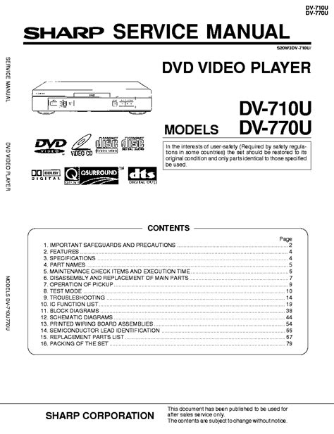 Service Manual Sharp Dv 710u Dv 770u Dvd Video Player