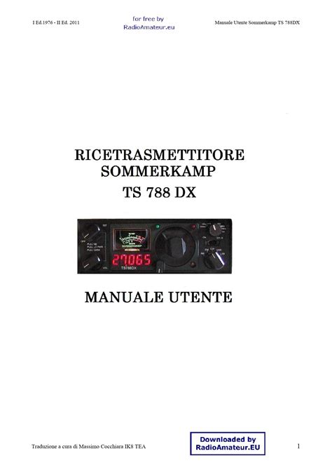 Service Manual Sommerkamp Ts 788dx Communications Receiver