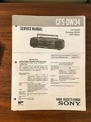 Service Manual Sony Cfs Dw34 Radio Cassette Corder