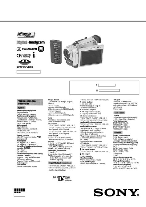 Service Manual Sony Dcr Trv8 Dcr Trv8e Digital Video Camera Recorder