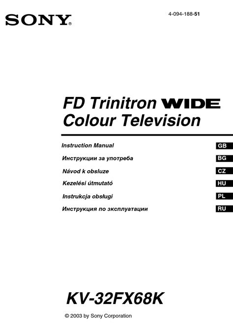 Service Manual Sony Kv 32fx68k Kv 32fx68u Trinitron Color Tv