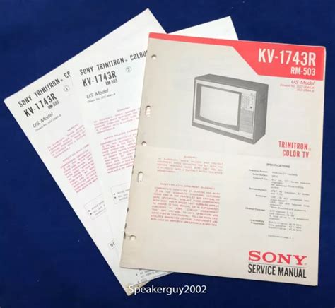 Service Manual Sony Kv S2921a Kv S2921b Trinitron Color Tv