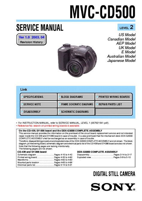 Service Manual Sony Mvc Cd500 Digital Still Camera