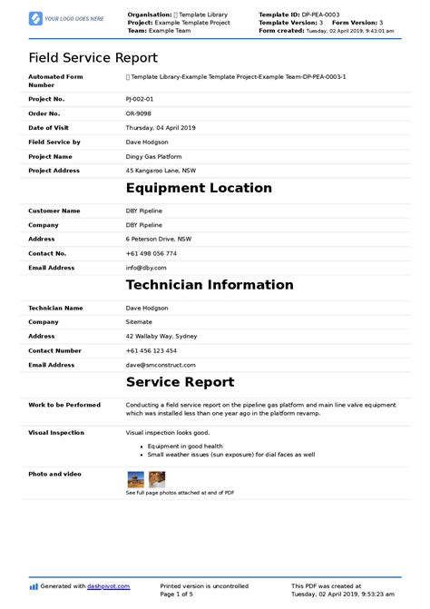 Service Report Template
