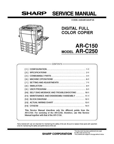 Sharp Ar C150 Ar C250 Service Manual