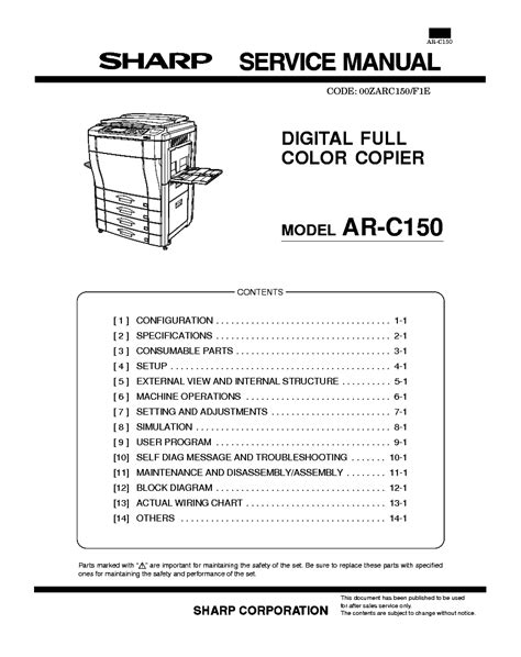 Sharp Ar C150 Color Copier Service Manual