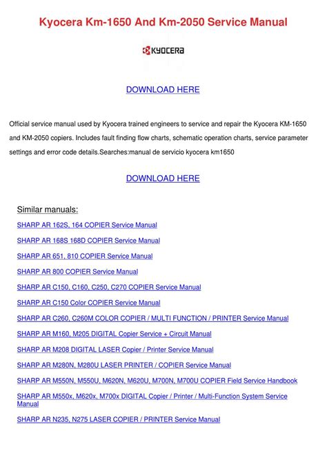 Sharp Ar C150 Digital Full Color Copier Repair Manual