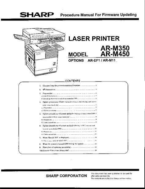 Sharp Ar M350 M450 W Opt Ar Ef1 M11 Rk1 Digital Copier Printer Multifunction Service Manual