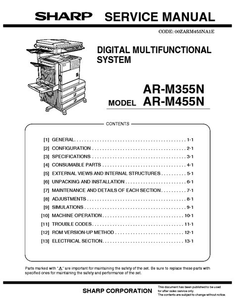 Sharp Ar M355n Ar M455n Service Manual