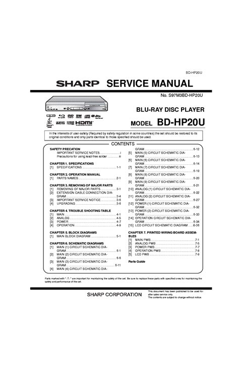 Sharp Bd Hp20u Service Manual Repair Guide