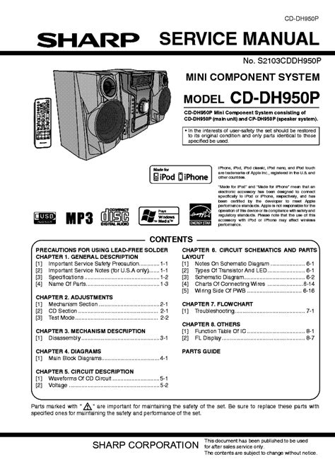 Sharp Cd Dh950p Micro Component System Service Manual