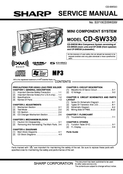 Sharp Cd Sw330 Mini Component System Service Manual