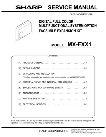 Sharp Fax Kit Mx Fxx1 Service Manual