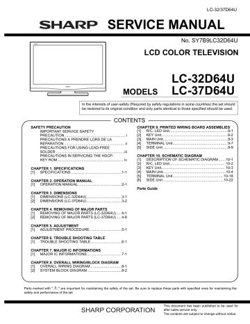 Sharp Lc 32d64u 37d64u Service Manual Repair Guide