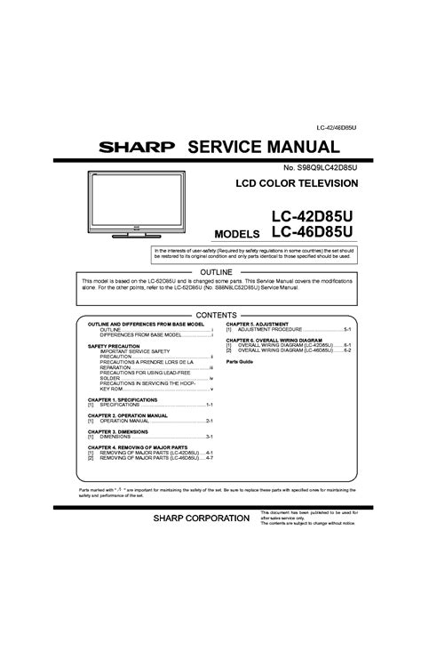 Sharp Lc 42d85u 46d85u Service Manual Repair Guide