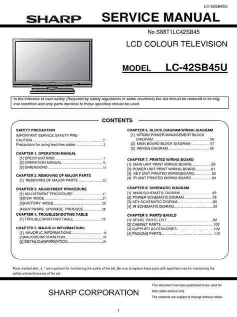 Sharp Lc 42sb45u Service Manual Repair Guide