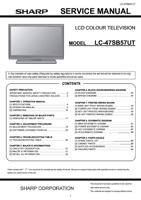 Sharp Lc 47sb57ut Service Manual Repair Guide