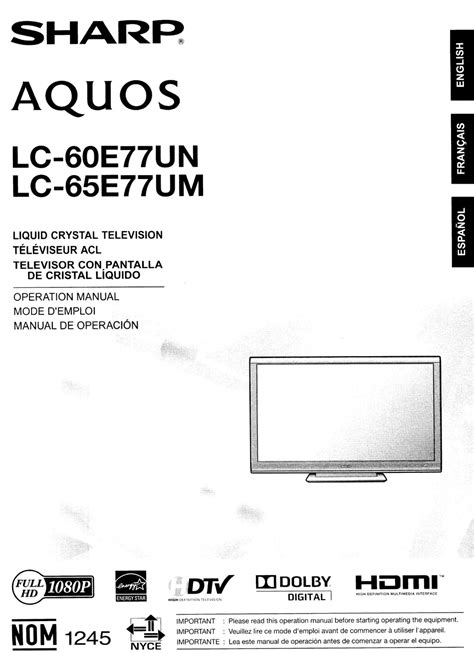 Sharp Lc 60e77un Lc 65e77um Lcd Tv Service Manual