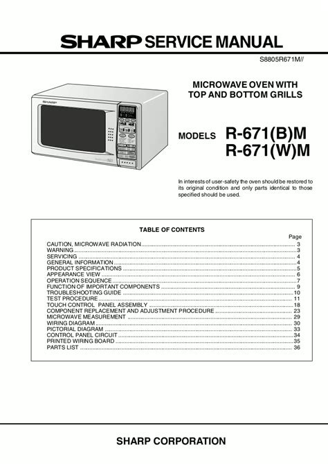 Sharp Microwave Oven Service Manuals