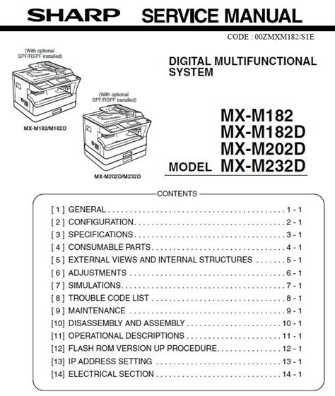 Sharp Mx M182 Mx M202d Mx M232d Service Manual Parts List