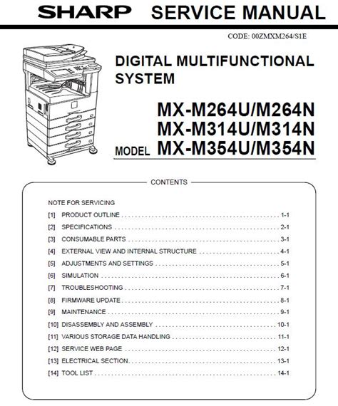 Sharp Mx M264n Mx 314n Mx 354n Service Manual Parts List