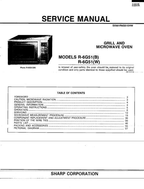 Sharp R 405bk Microwave Oven Service Manual