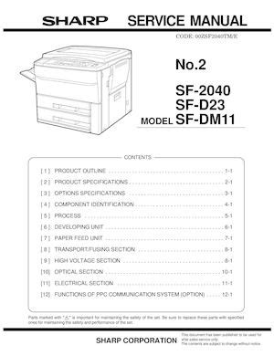 Sharp Sf 2040 Sf D23 Sf Dm11 Service Manual