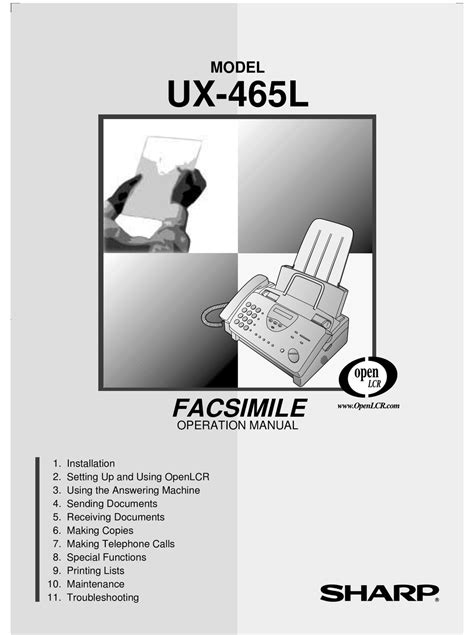 Sharp Ux 465 465l 485 Fax Service Manual
