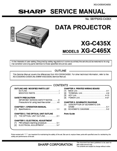 Sharp Xg C435x Xg C465x Data Projector Service Manual