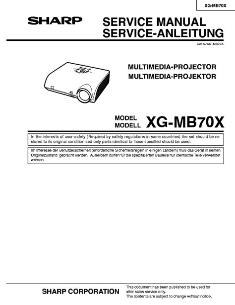 Sharp Xg Mb70x Lcd Projector Service Manual Download