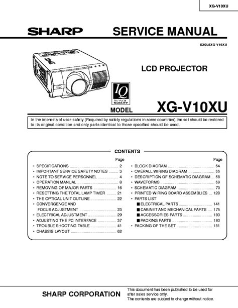 Sharp Xg V10xu Service Manual Repair Guide