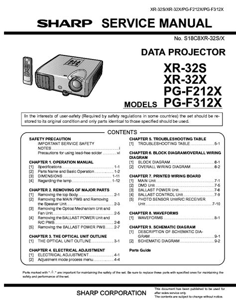 Sharp Xr 32x 32s Pg F212x F312x Service Manual Repair Guide