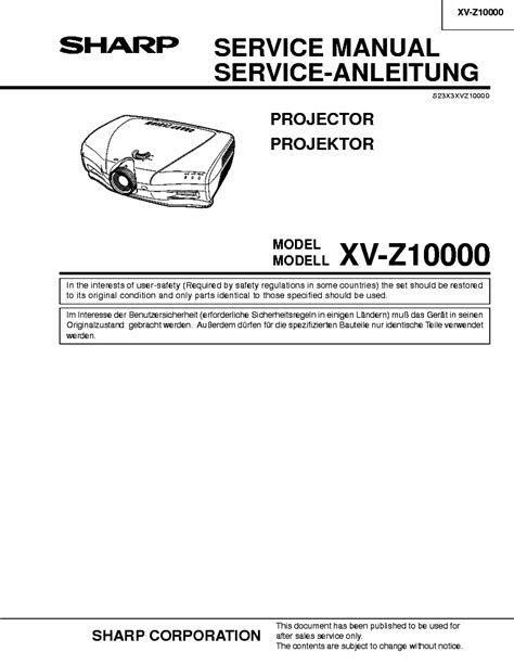 Sharp Xv Z10000 Service Manual Repair Guide