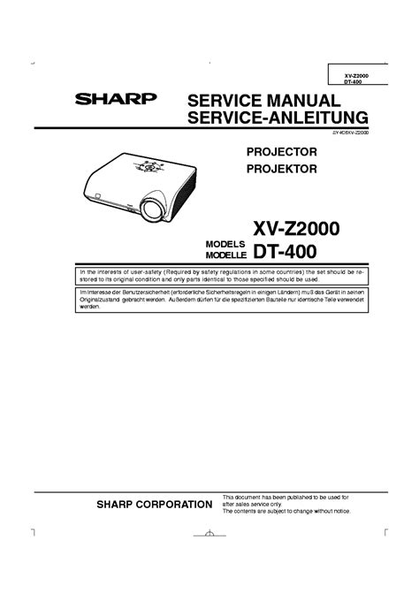 Sharp Xv Z2000 Dt 400 Service Manual Repair Guide