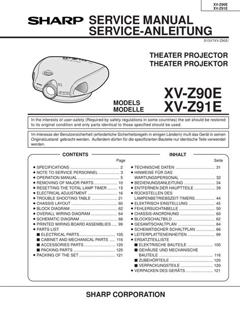 Sharp Xv Z91e Xv Z90e Projector Service Manual