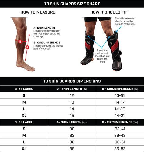 Shin Guards Size Chart