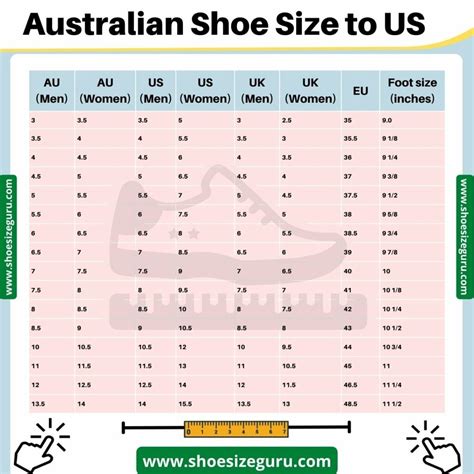 Shoe Size Chart Us To Aus