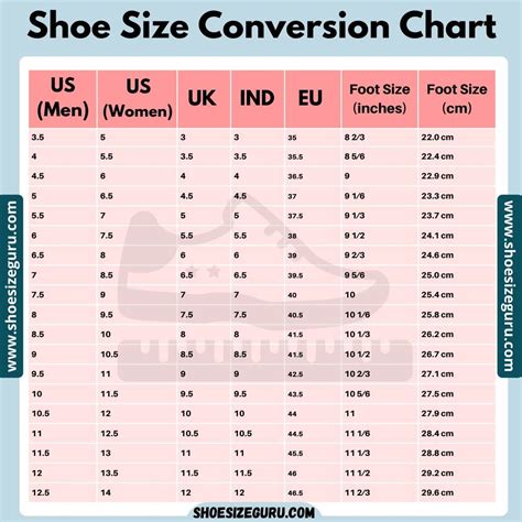 Shoe Size Conversion Chart Us To European