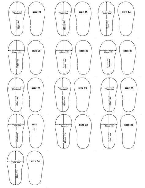 Shoe Size Template Printable