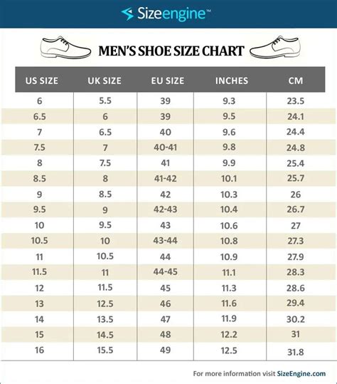 Shoes Men Size Chart