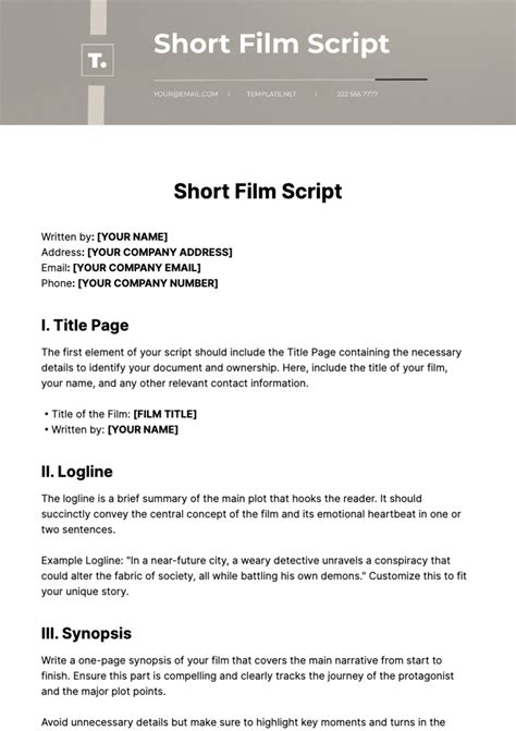 Short Film Template Script