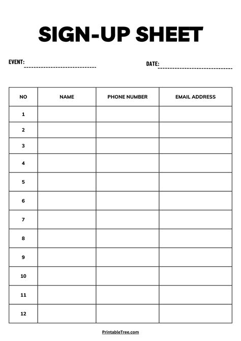 Sign In Sheet Template Free