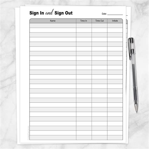 Sign Out Template