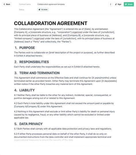Simple Collaboration Agreement Template