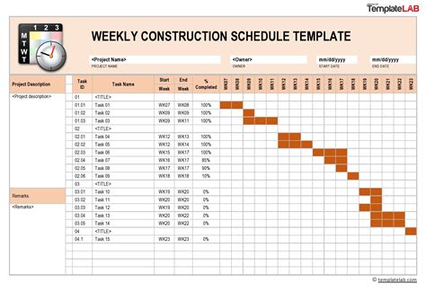 Simple Construction Schedule Template