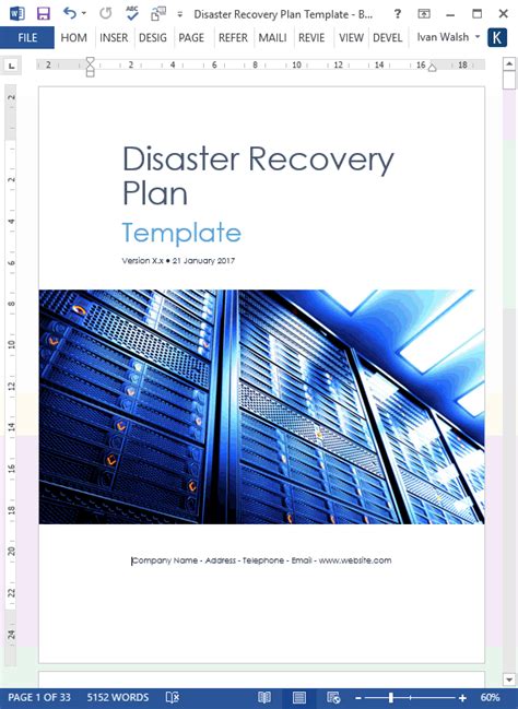Simple Disaster Recovery Plan Template Word