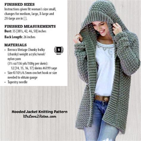 Simple Hooded Cardigan Knitting Pattern Free