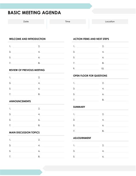 Simple Meeting Agenda Template